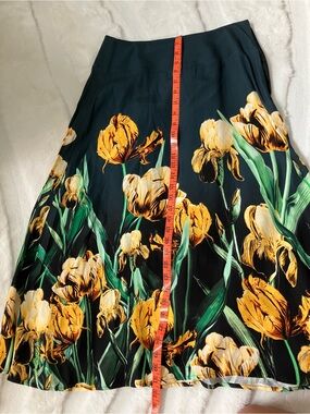 Black A-Line Skirt with Yellow Floral Border